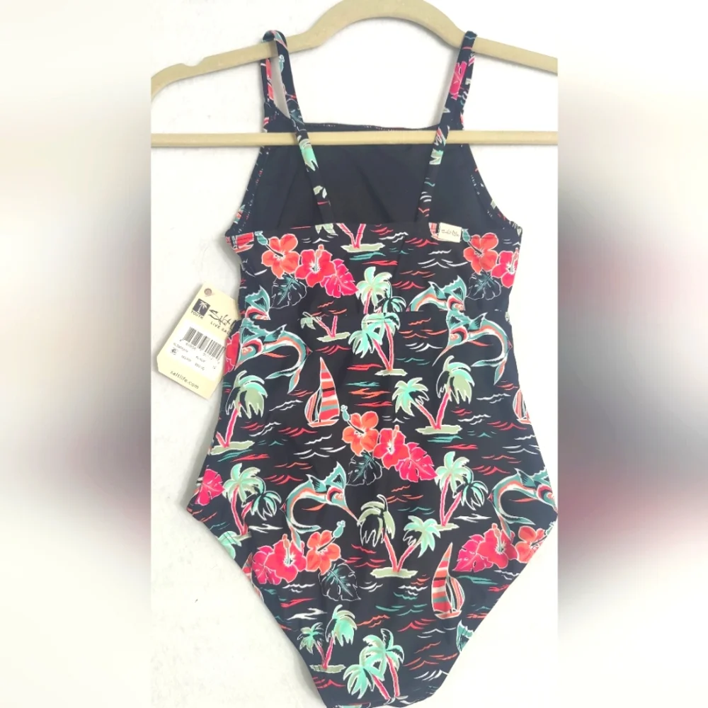 Salt Life Ocean Drift Youth One Piece Swimsuit Size Y10 Color Black‎